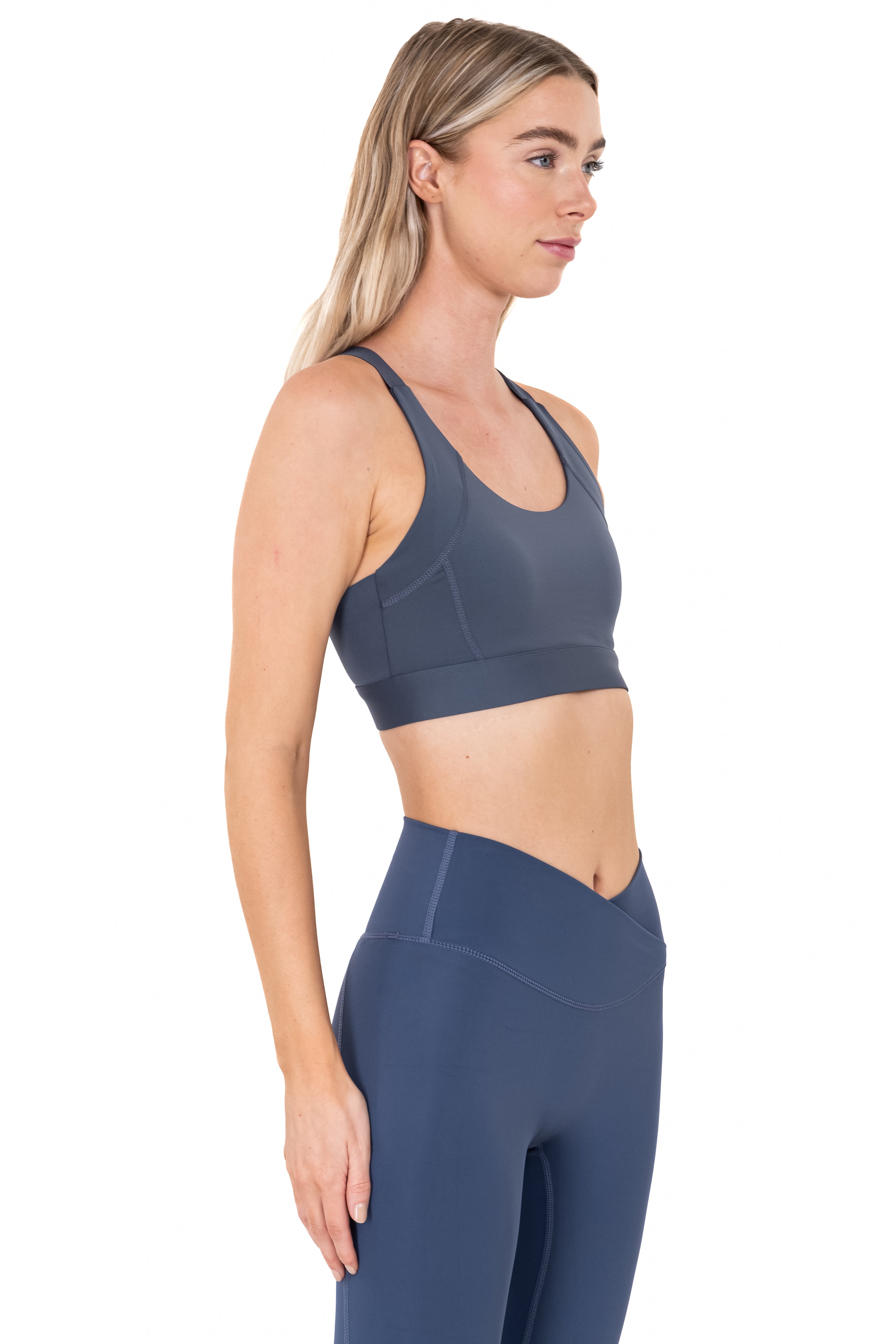 Top deportivo seamless abertura AZUL