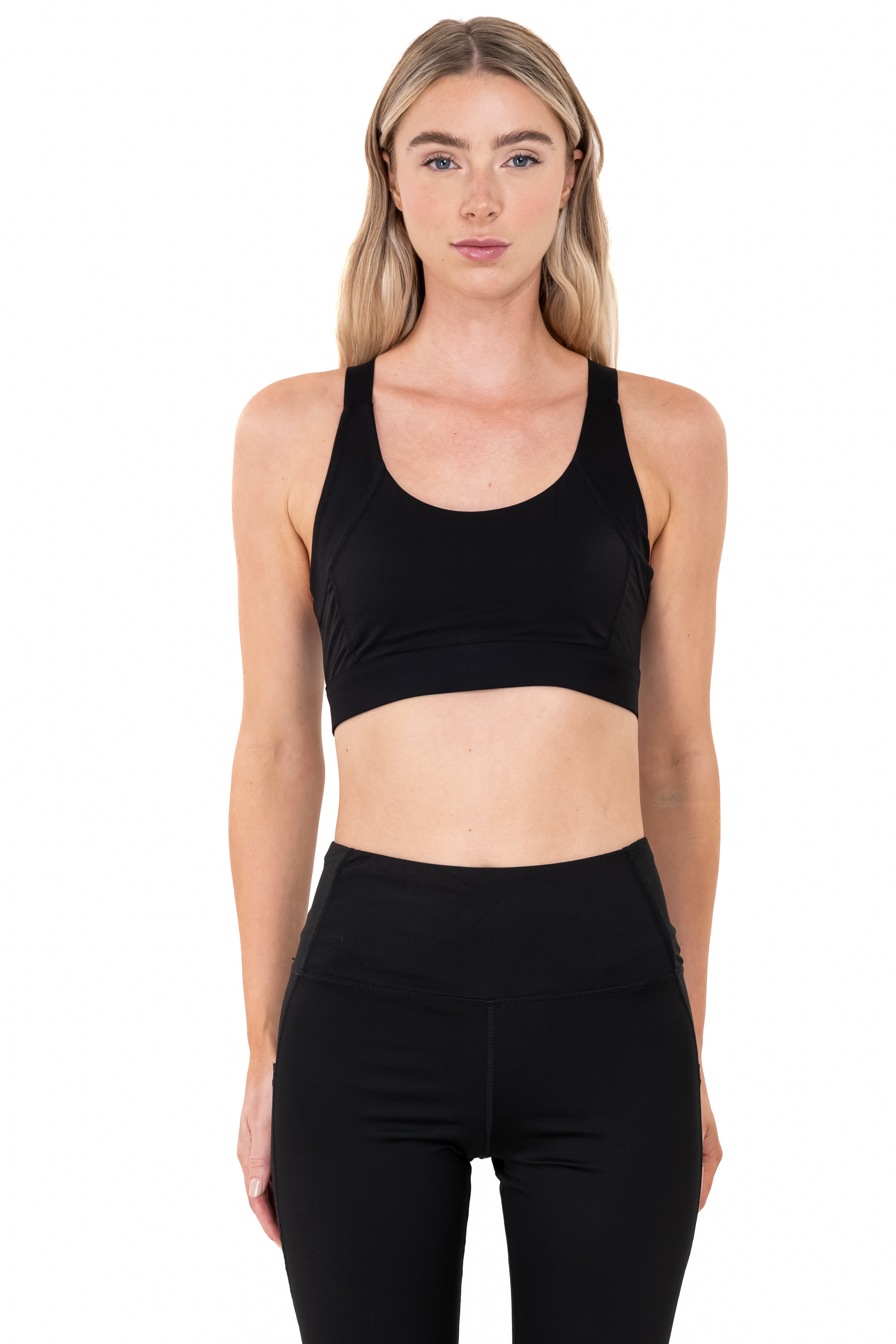 Top deportivo seamless abertura NEGRO