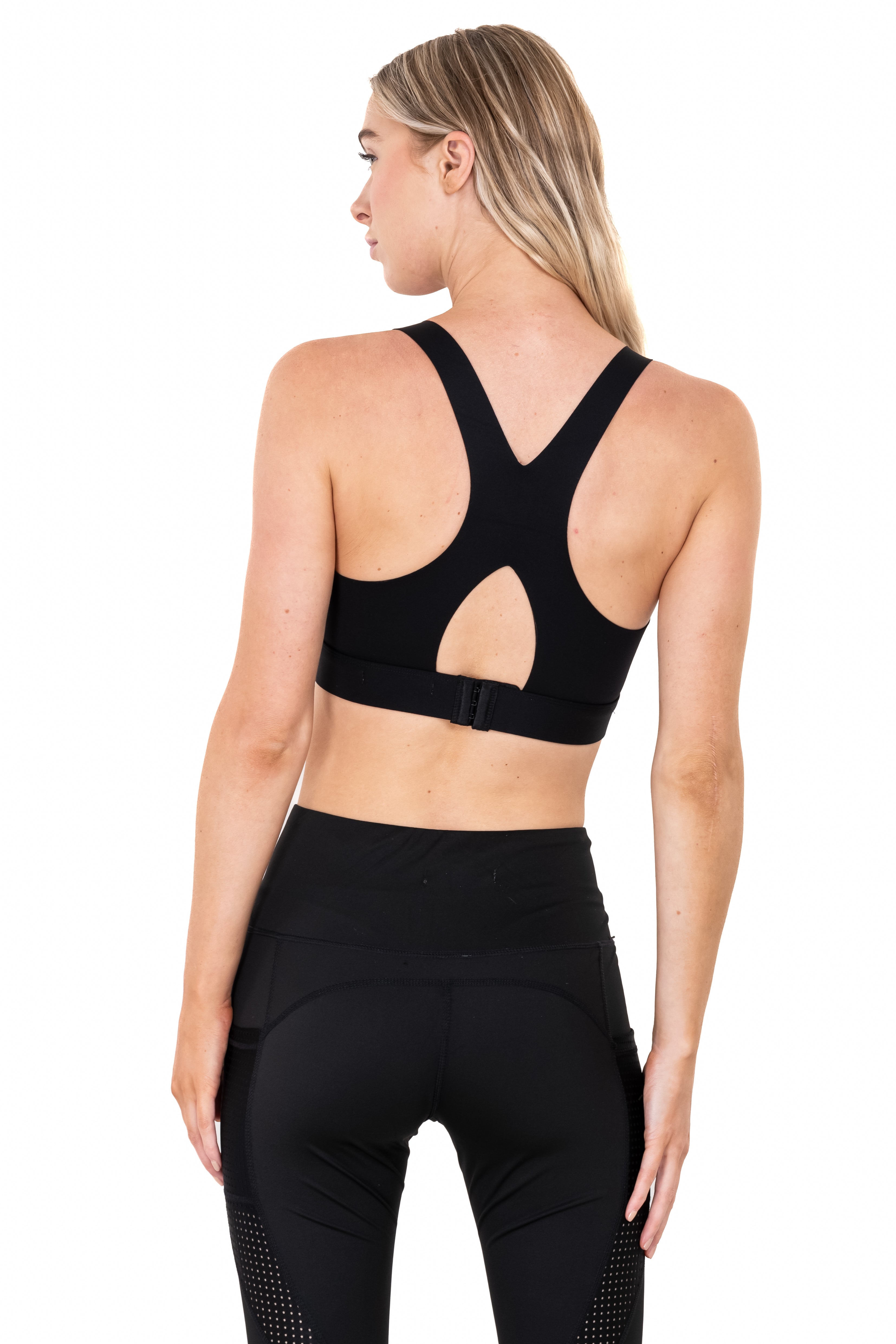 Top deportivo seamless abertura NEGRO