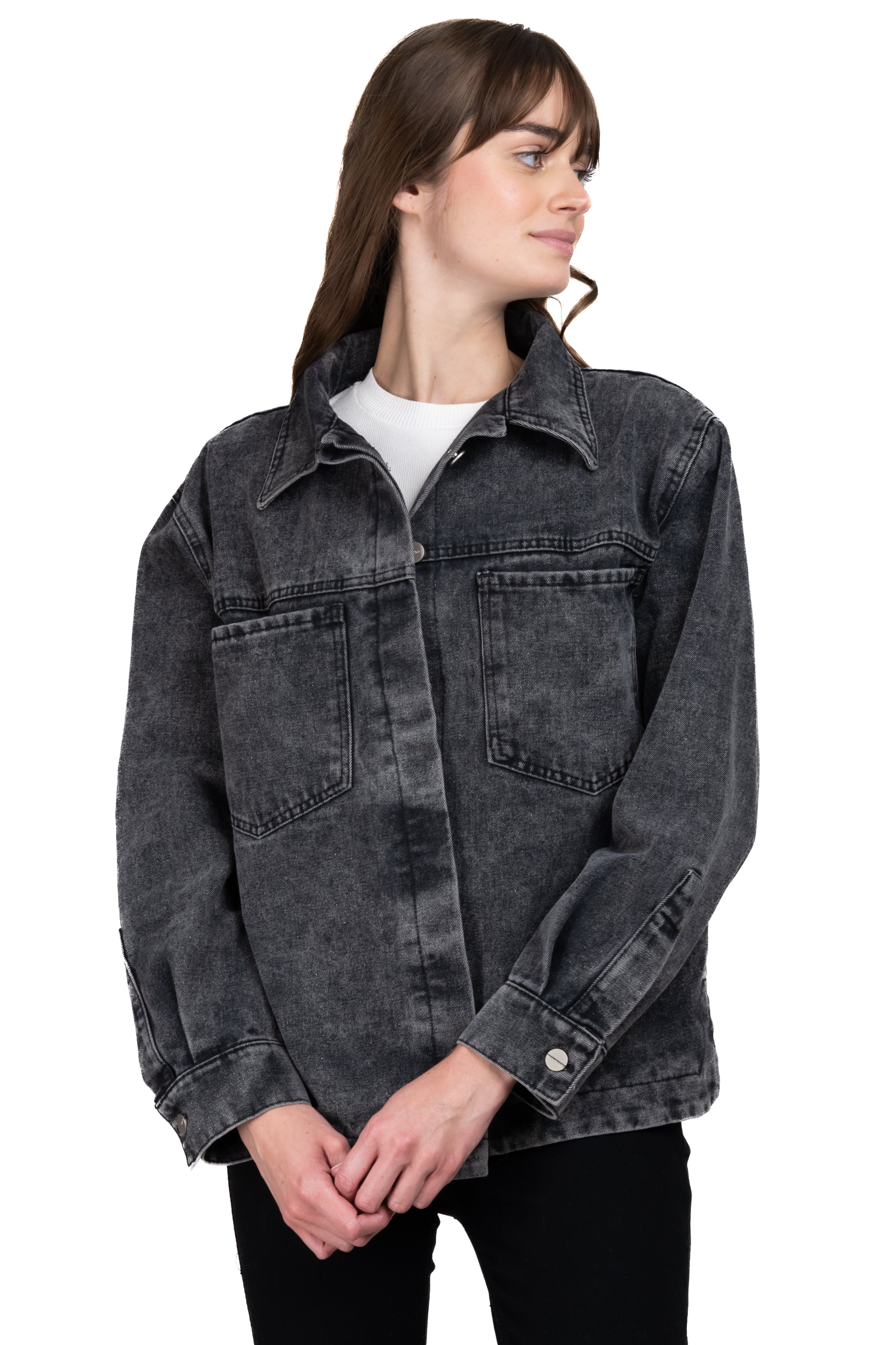 Denim oversize jacket pockets GREY