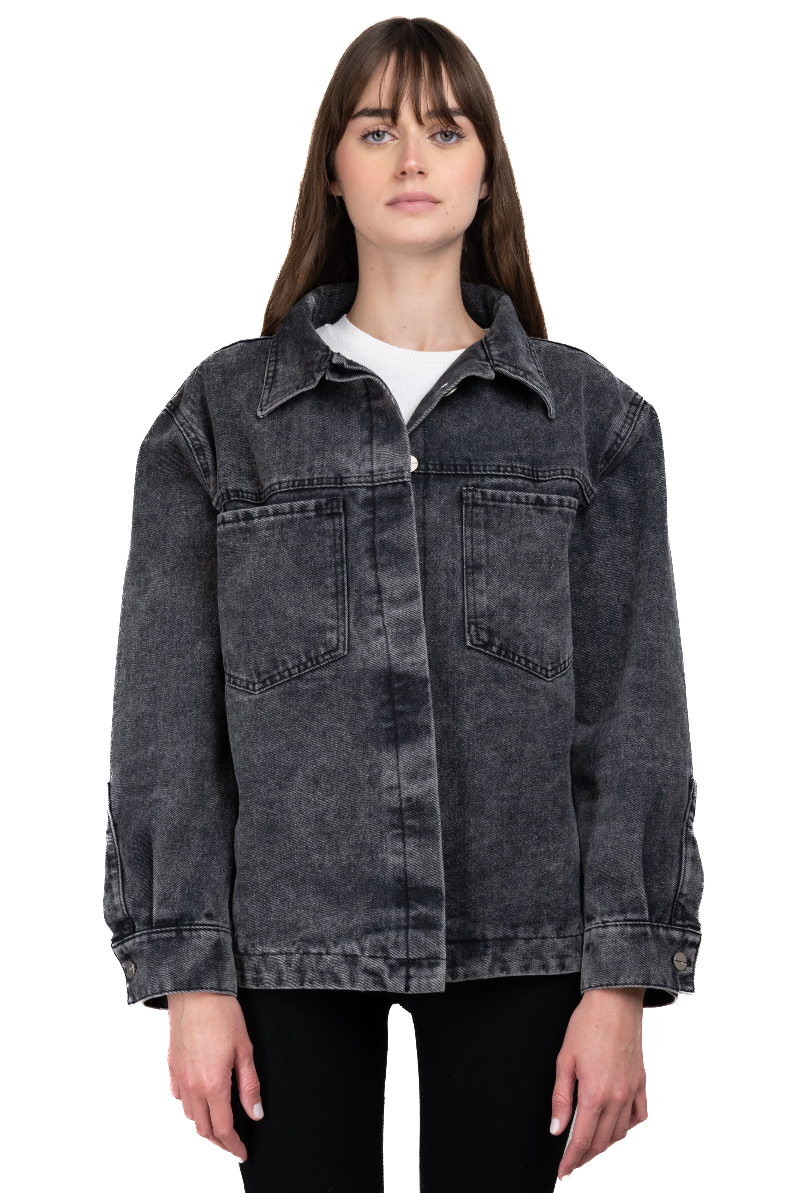 Denim oversize jacket pockets GREY