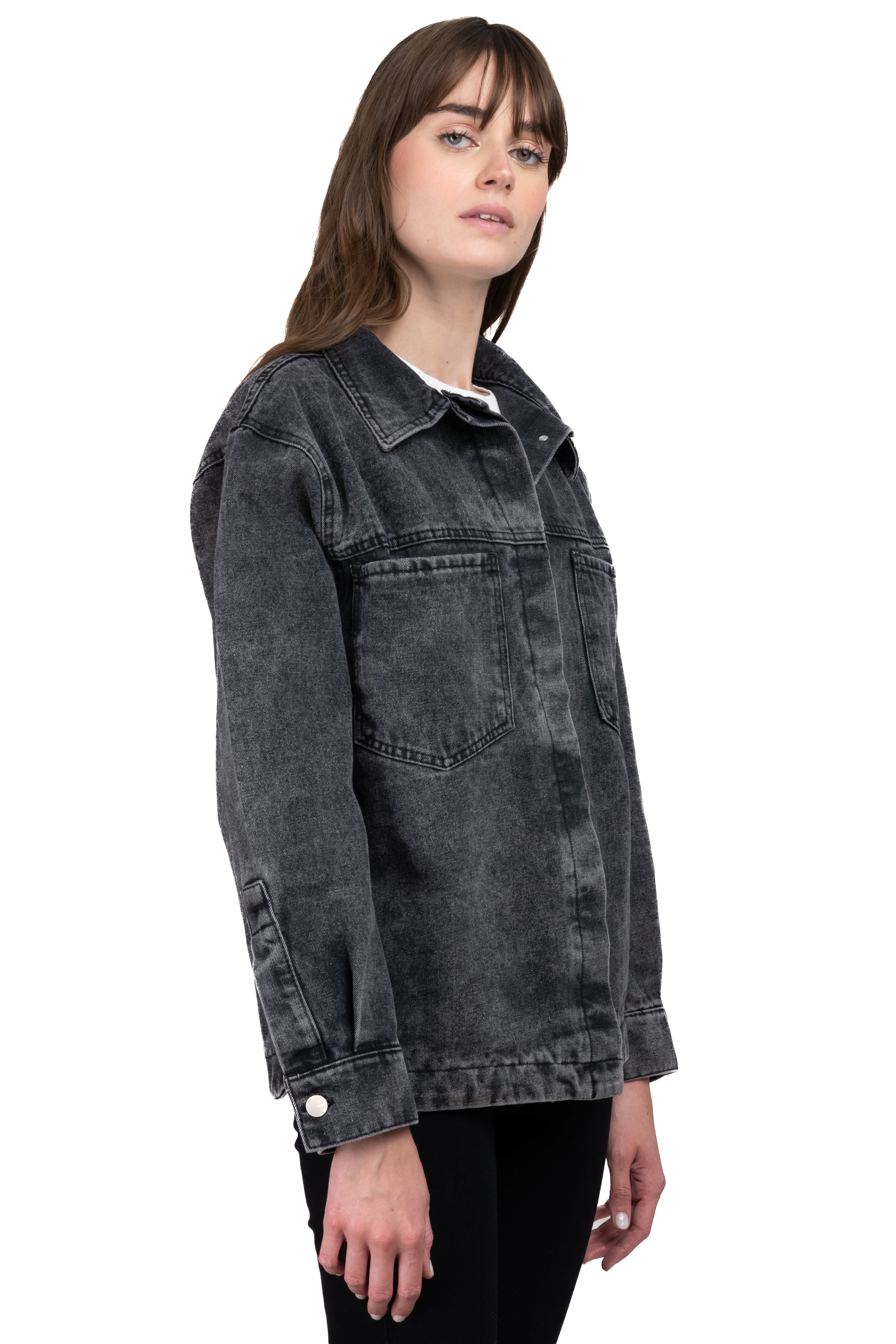 Denim oversize jacket pockets GREY