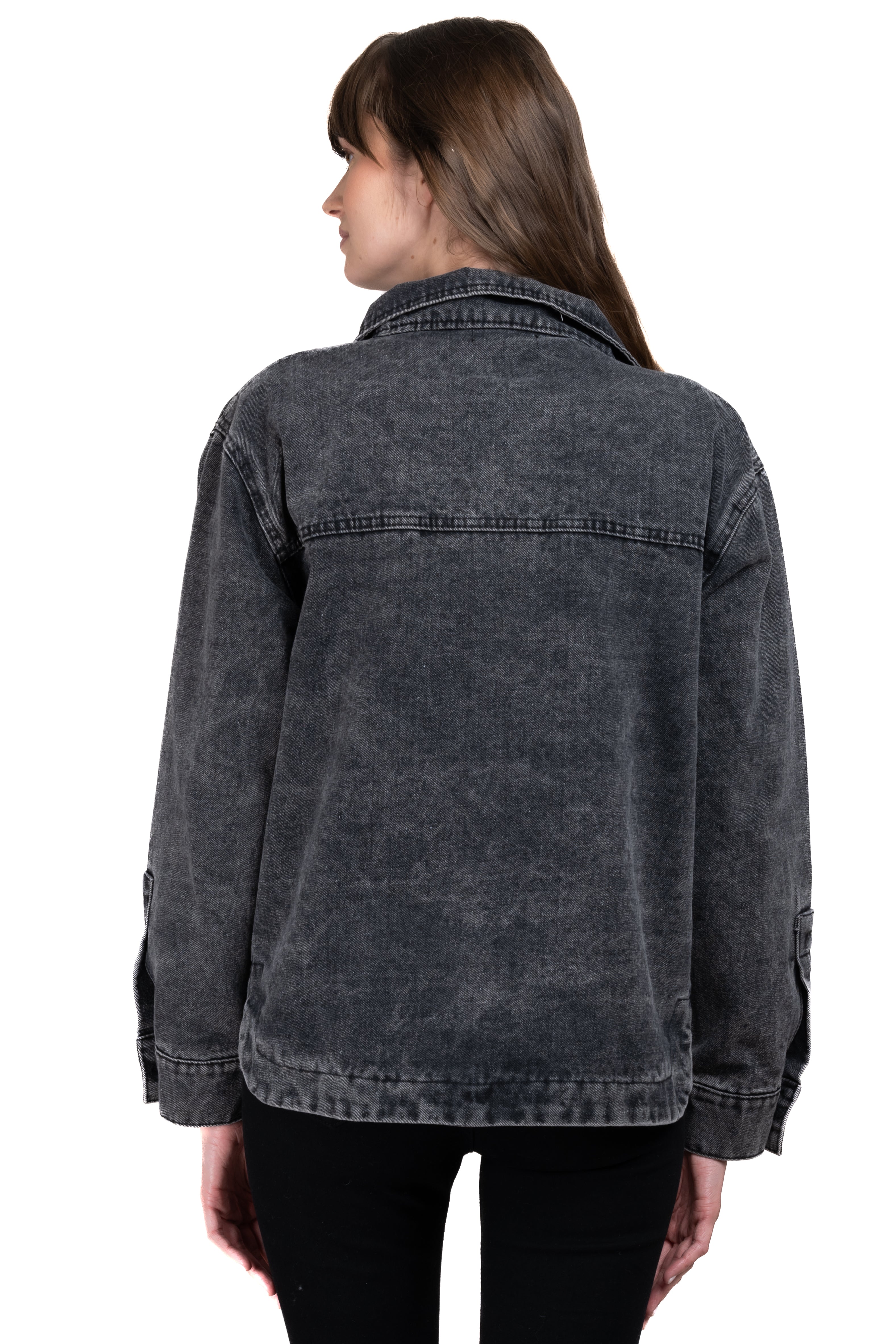 Denim oversize jacket pockets GREY