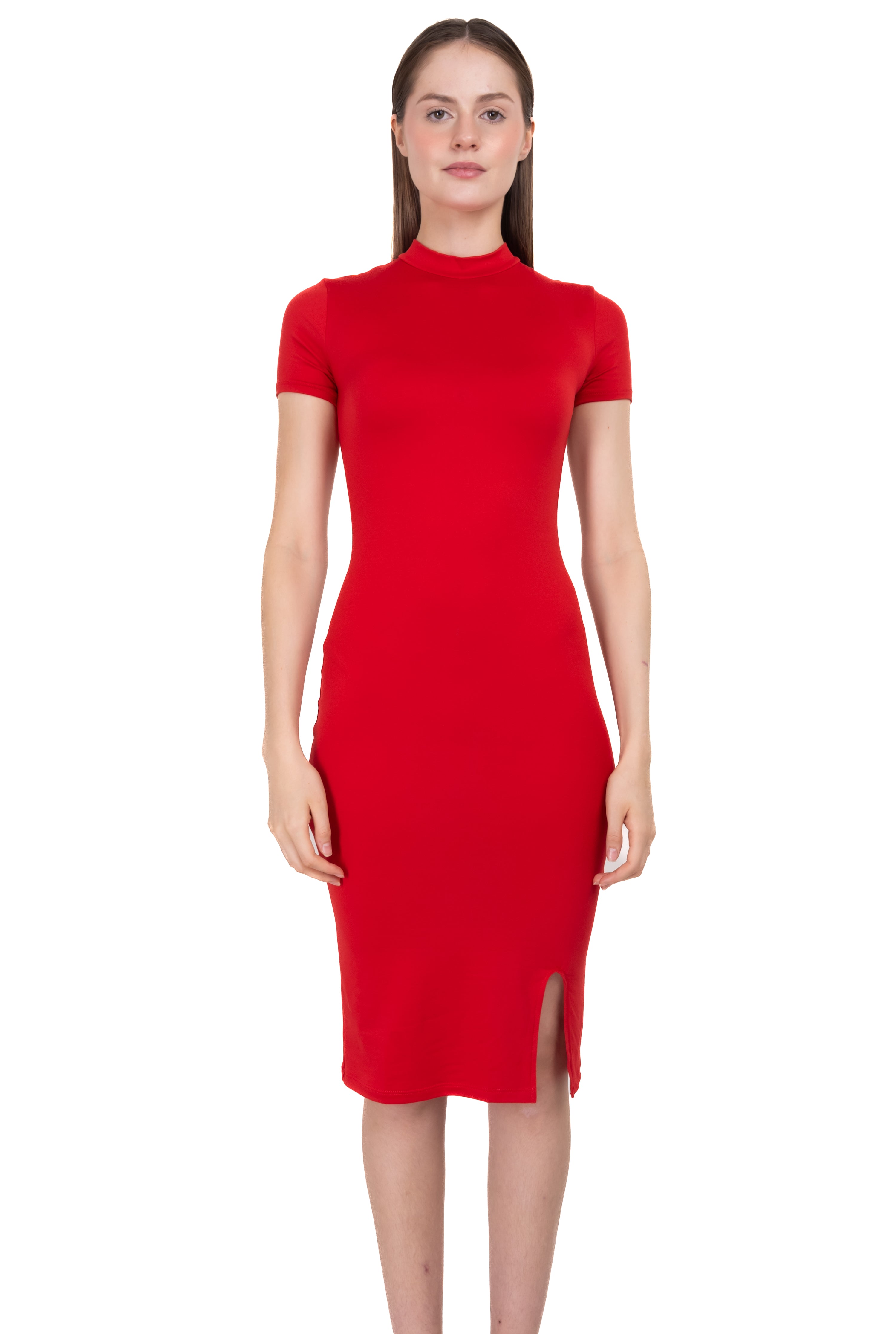 Vestido midi bodycon liso ROJO