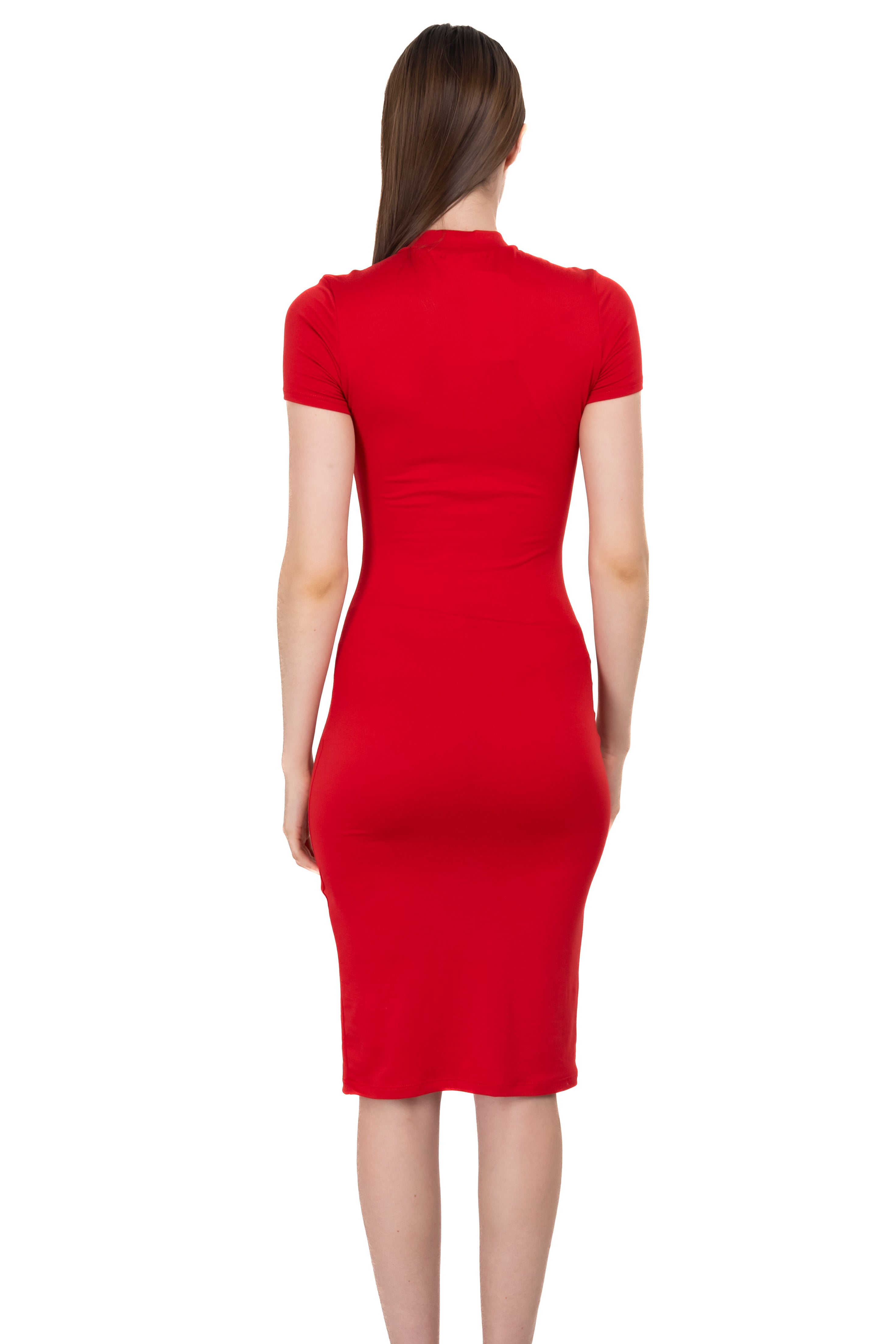 Vestido midi bodycon liso ROJO