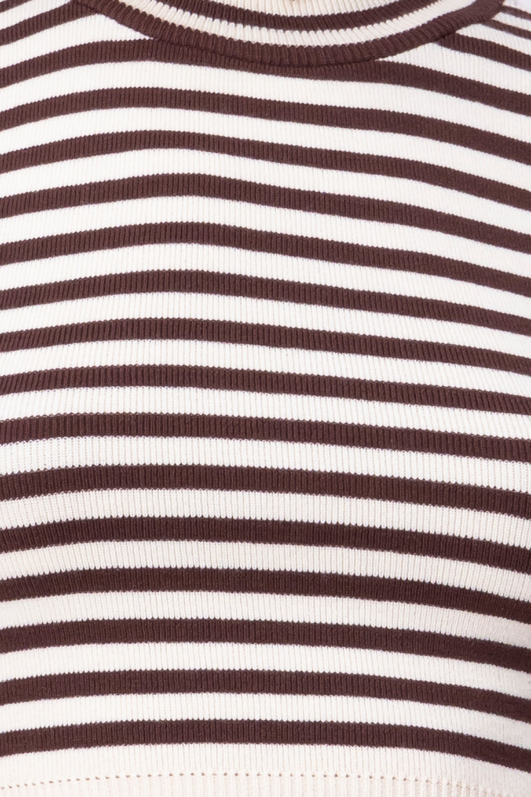 Round -neck fourth ray COFFEE
