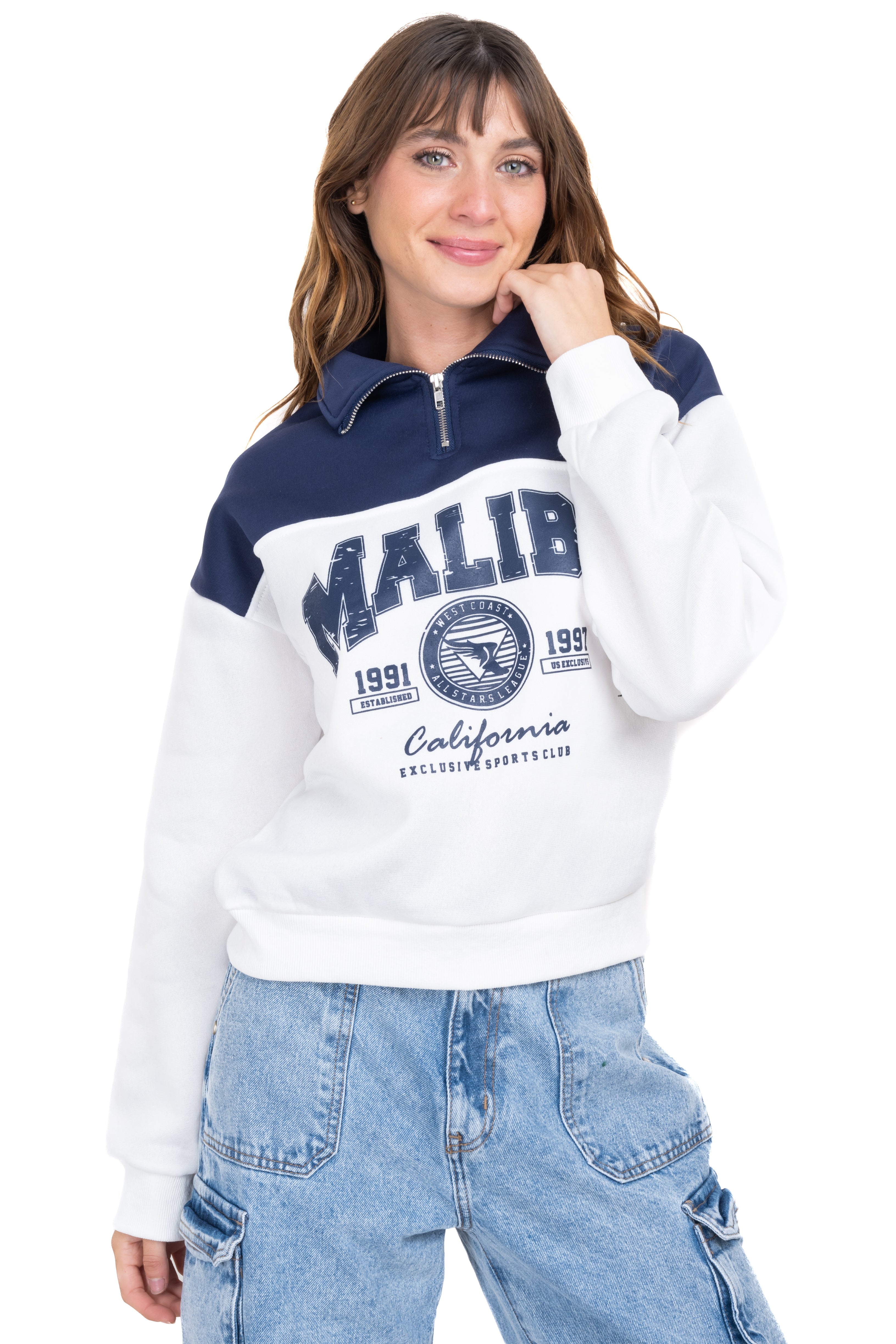 Maliby Printed Bicolor Sweatshirt Marino Combo