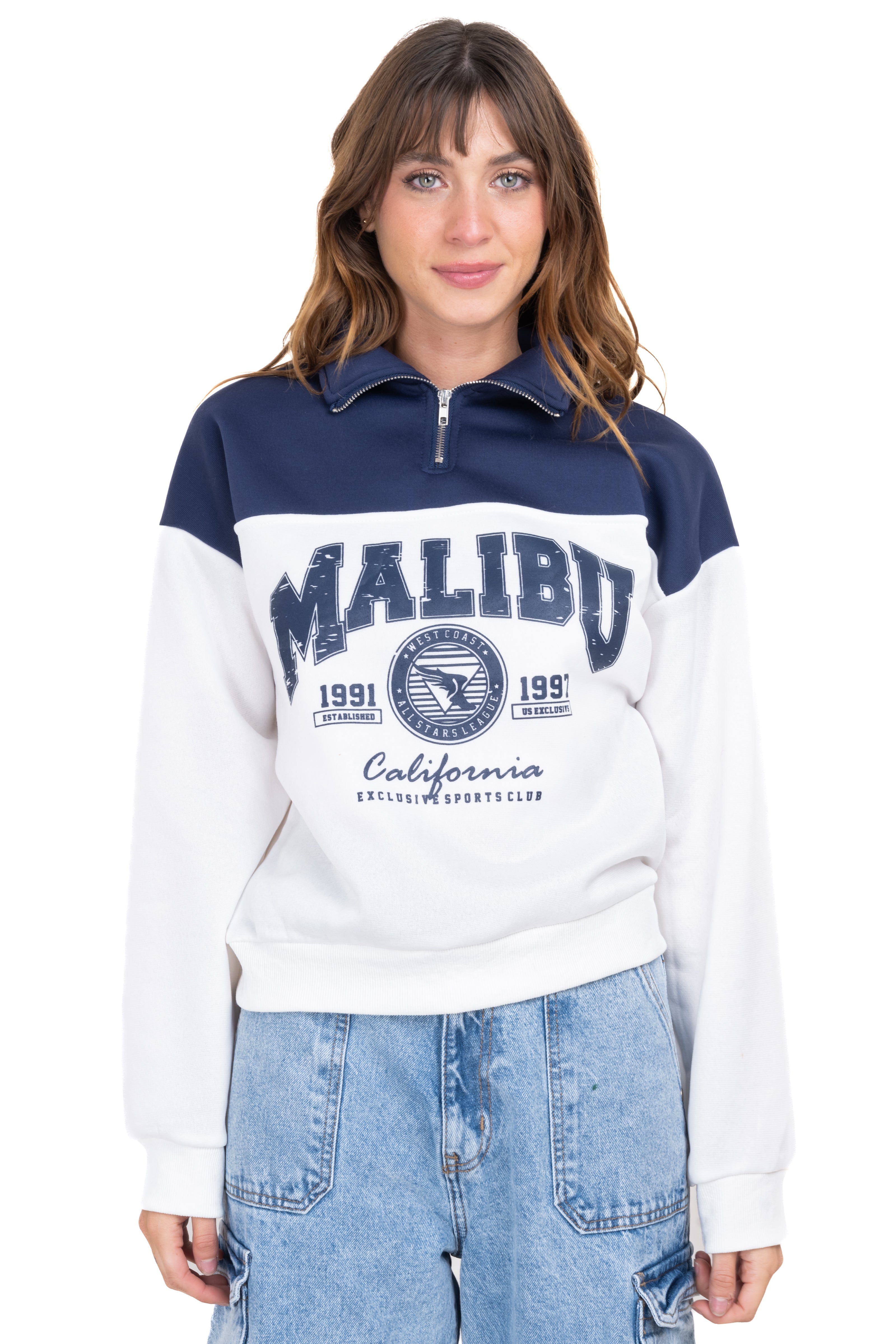 Maliby Printed Bicolor Sweatshirt Marino Combo