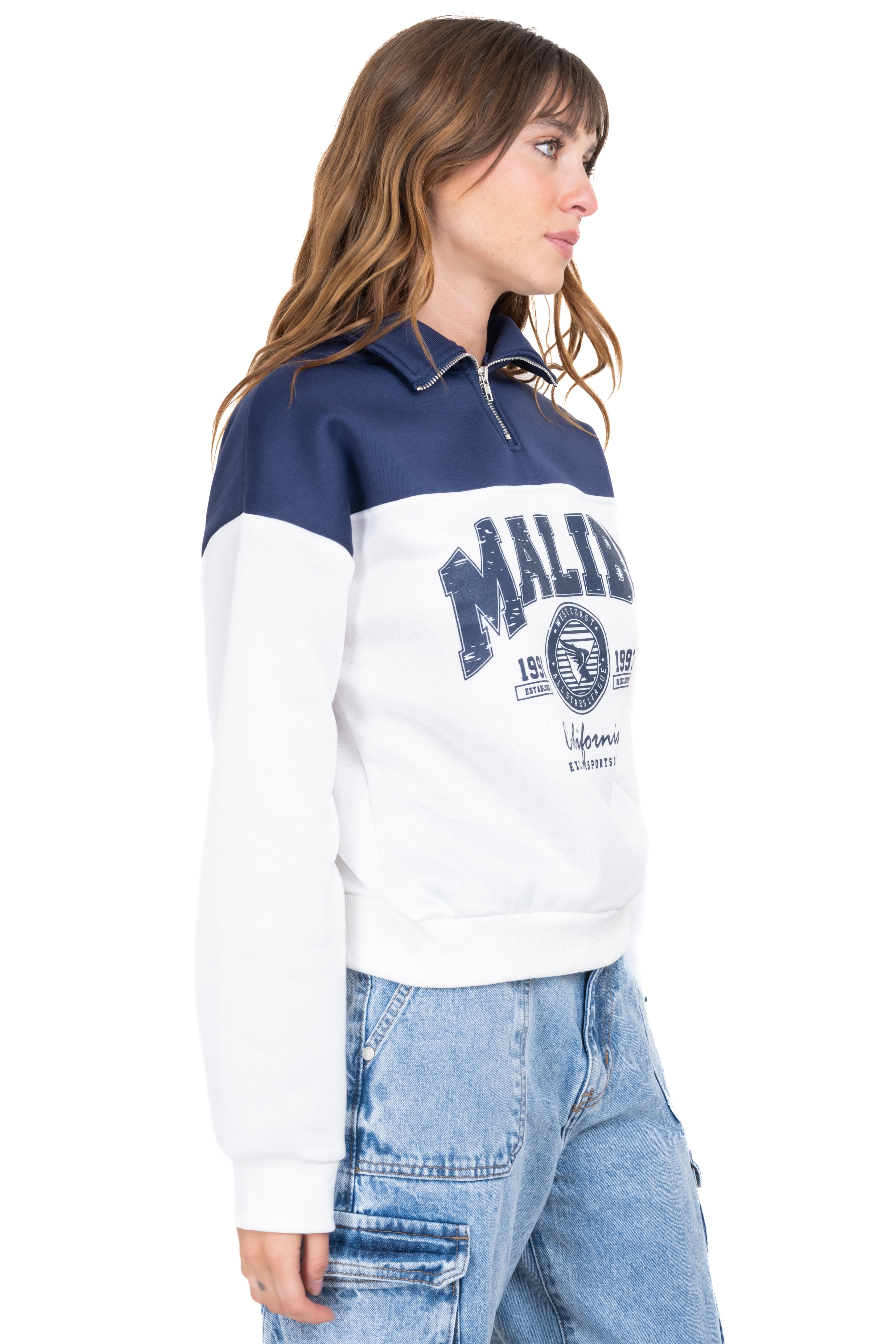 Maliby Printed Bicolor Sweatshirt Marino Combo