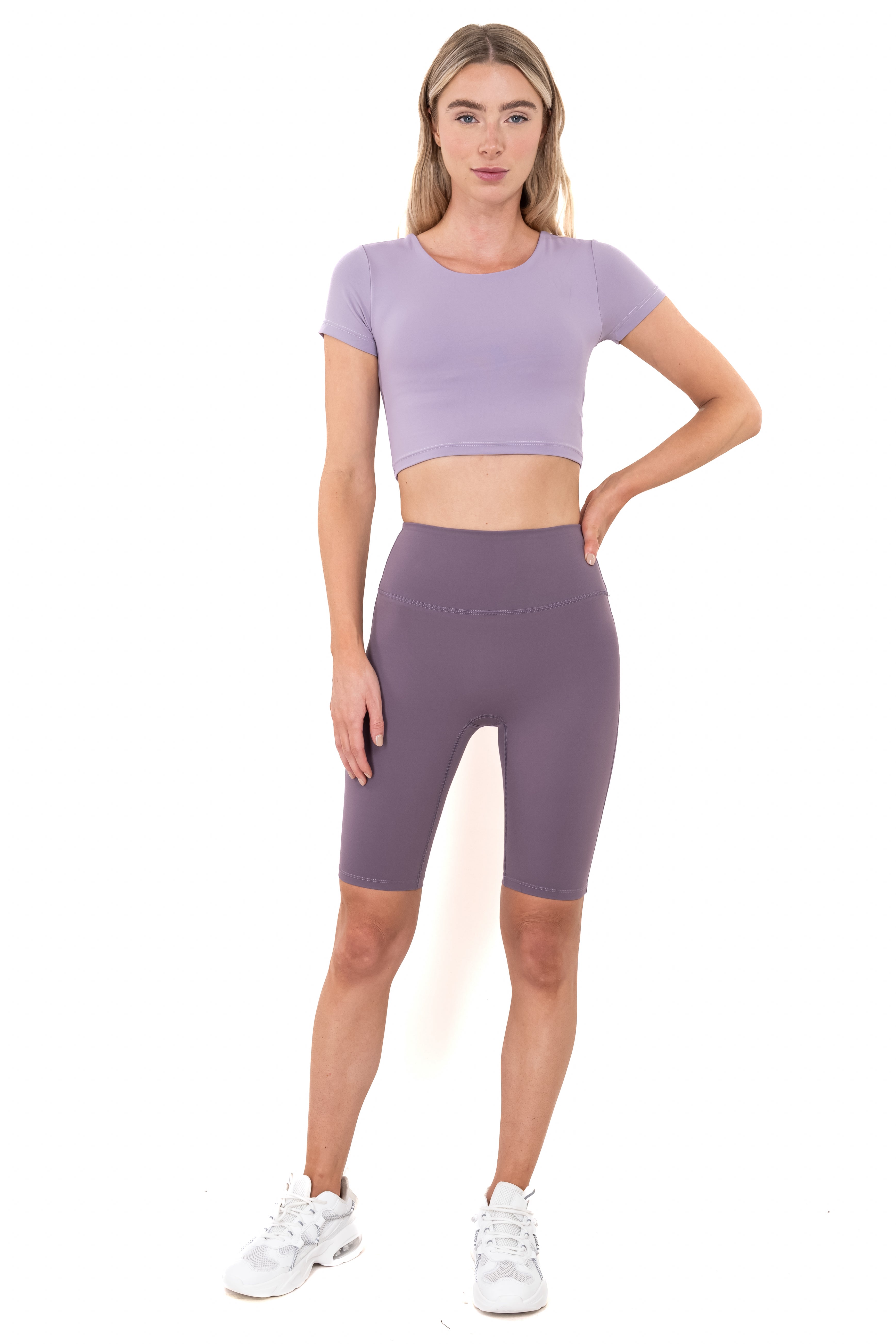 Short biker deportivos cintura alta MORADO