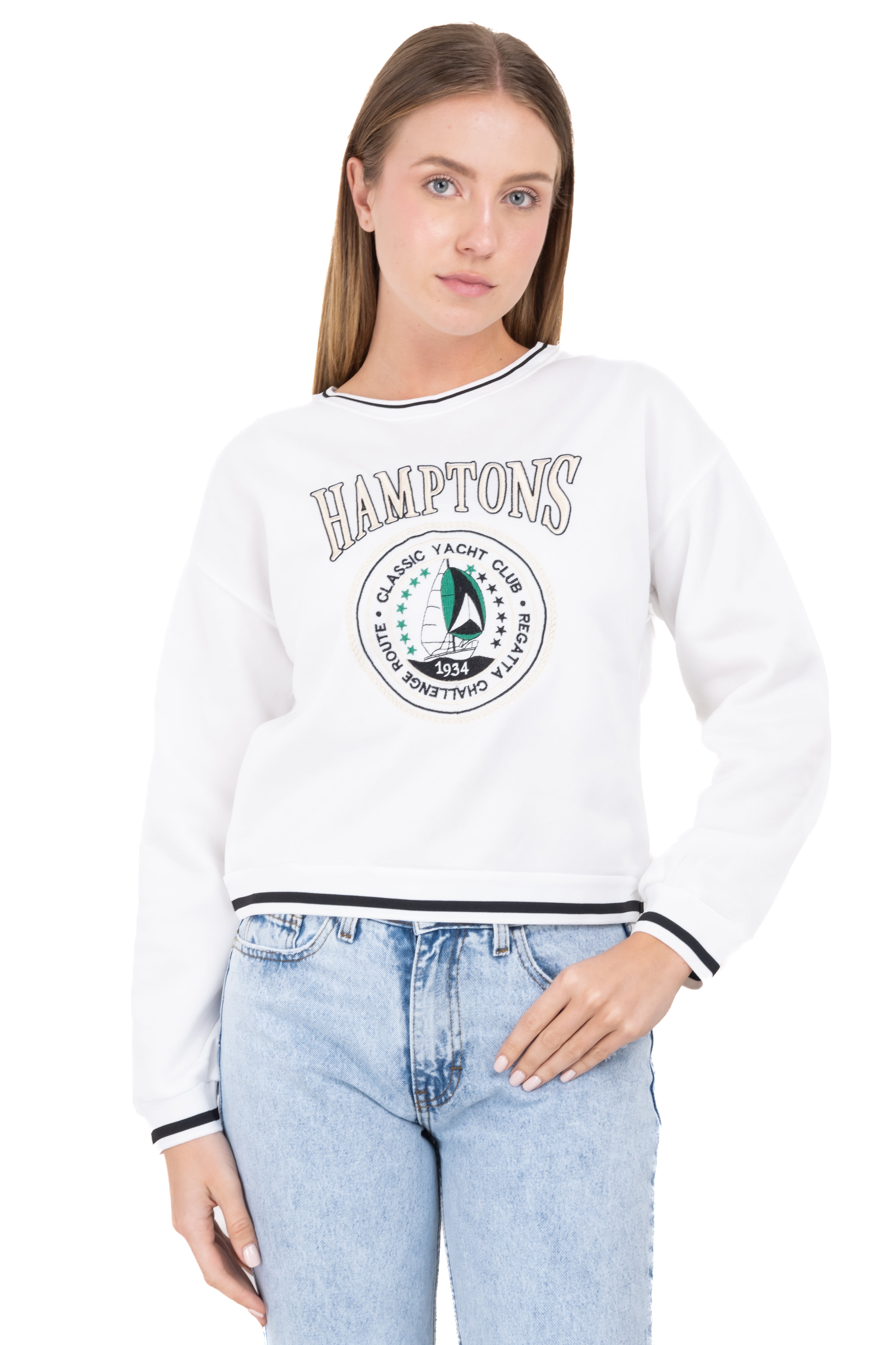 Hamptons print bicolor sweatshirt WHITE