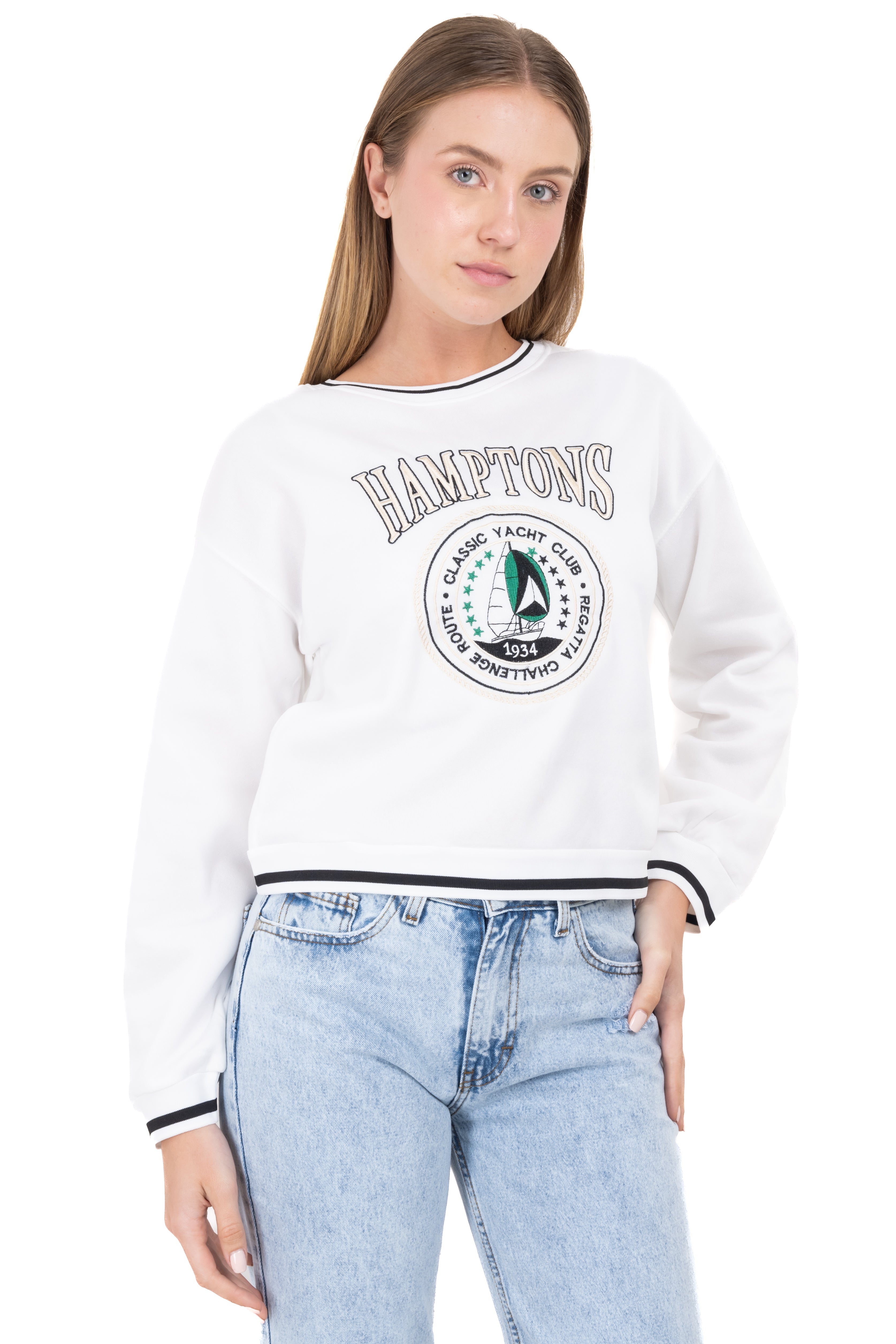 Hamptons print bicolor sweatshirt WHITE