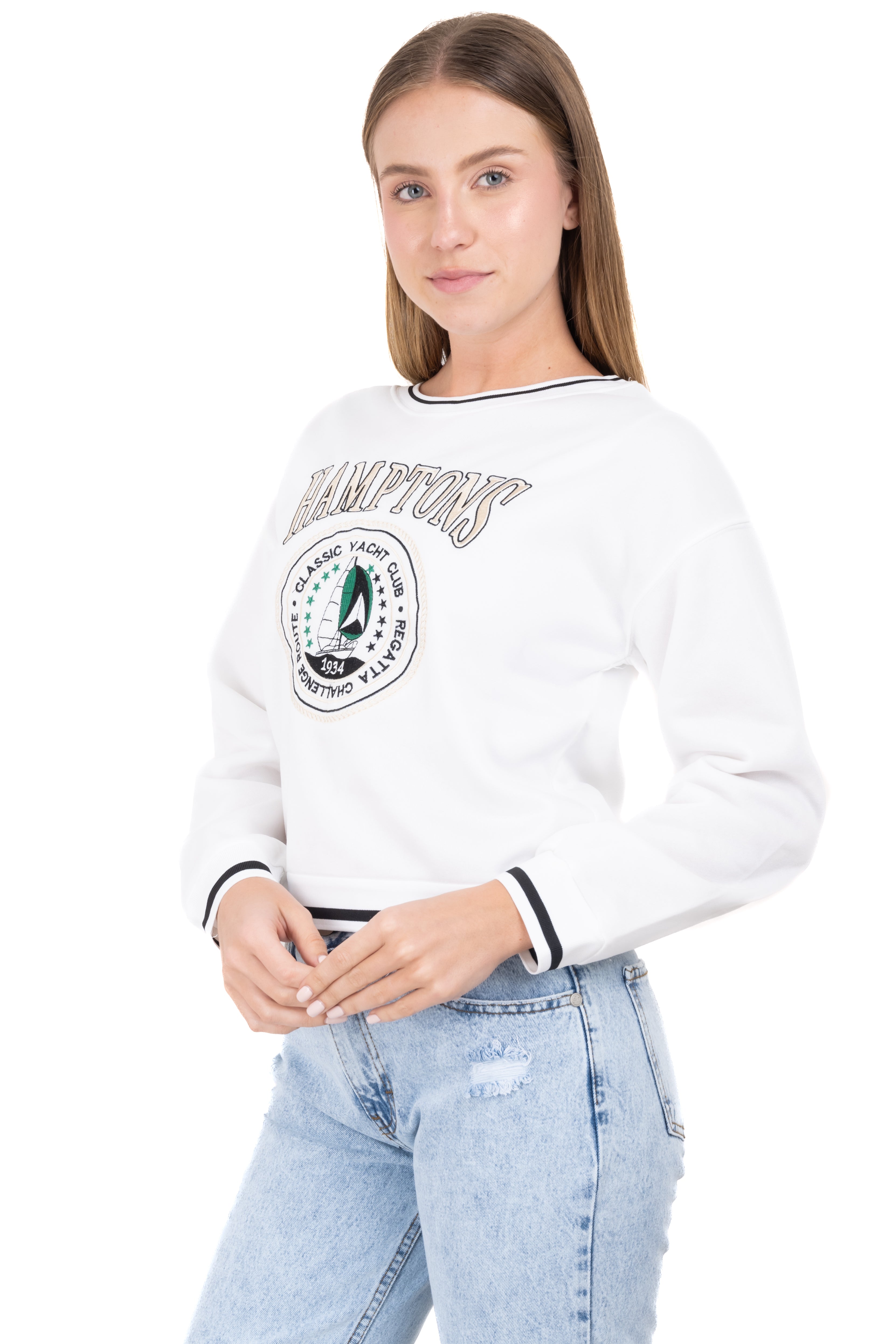 Hamptons print bicolor sweatshirt WHITE