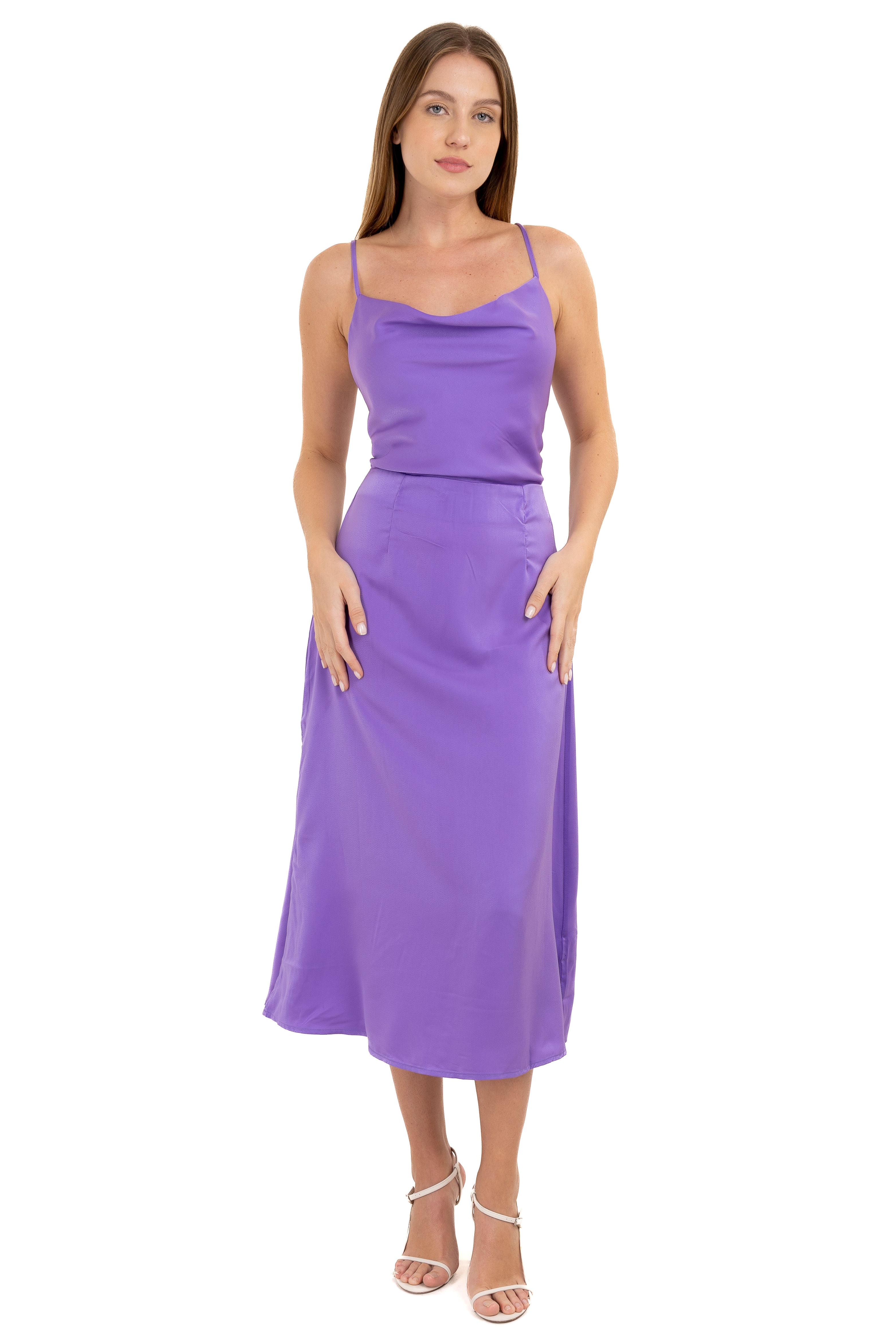 Vestido maxi tirantes lace up MORADO