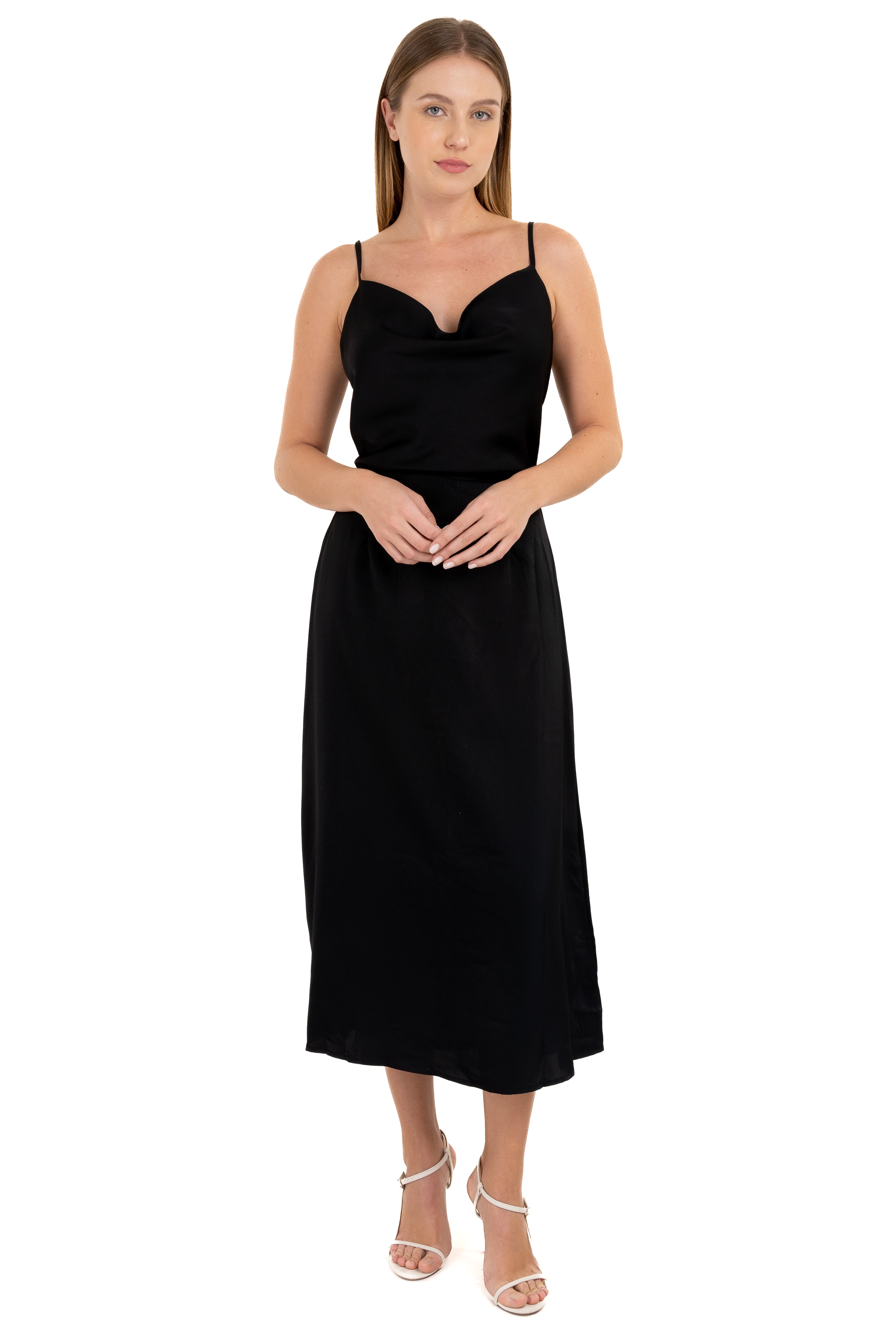 Vestido maxi tirantes lace up NEGRO