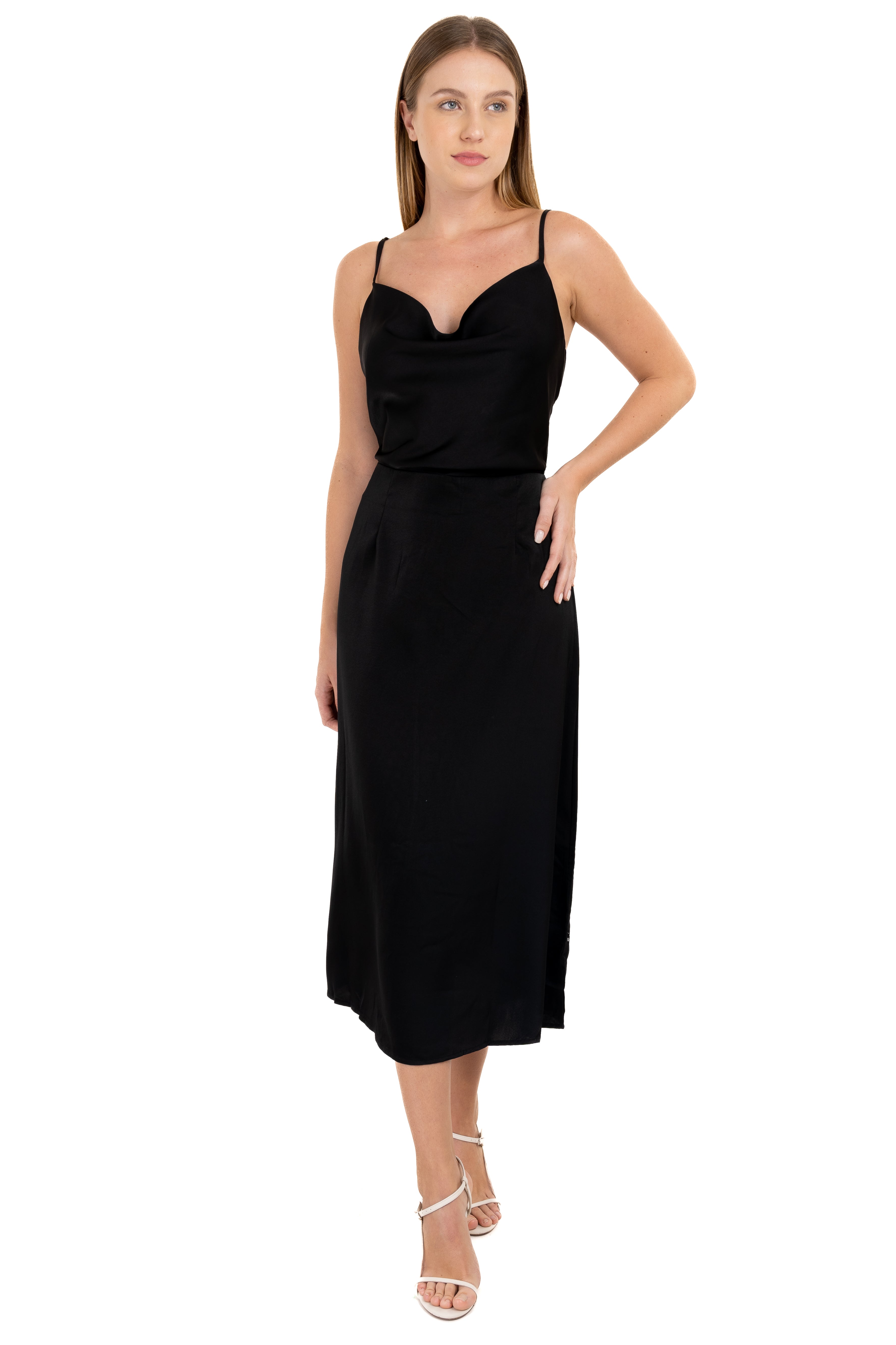 Vestido maxi tirantes lace up NEGRO