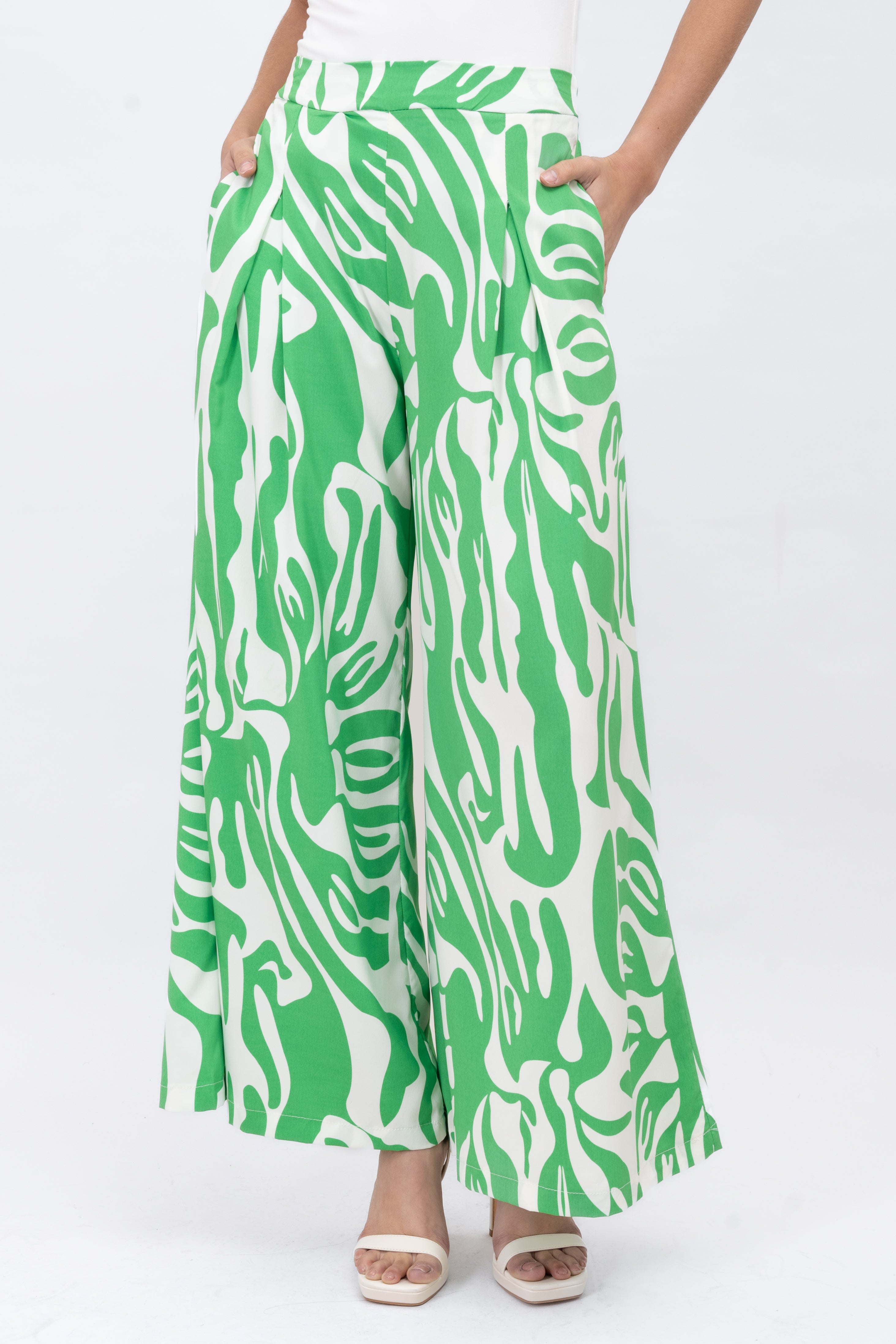 Pantalón amplio animal print VERDE COMBO