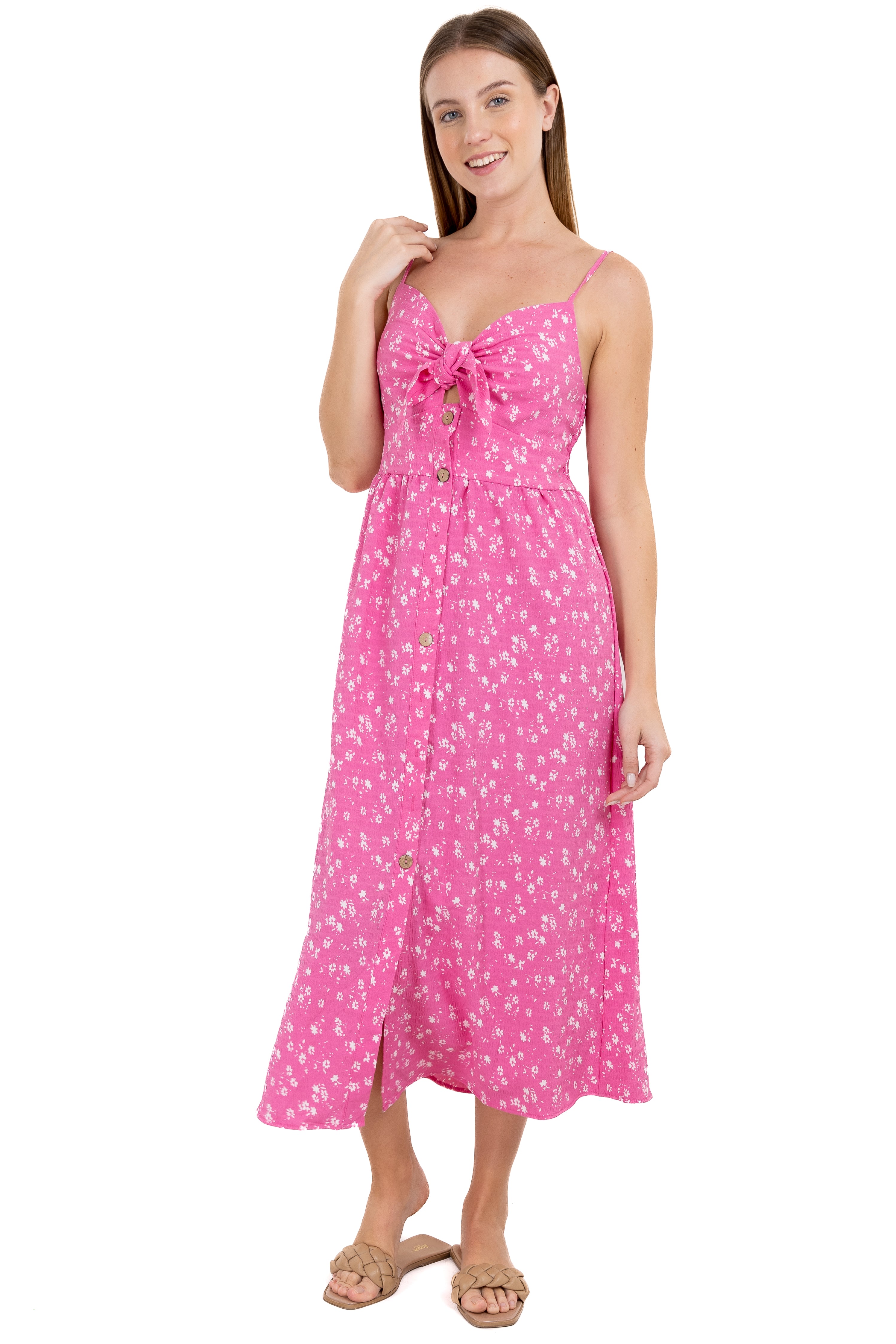 Vestido maxi botones frontales ROSA COMBO