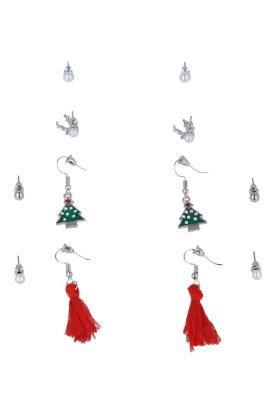 Set 6 pairs Christmas earrings SILVER