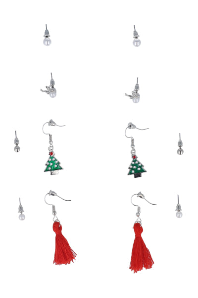 Set 6 pairs Christmas earrings SILVER