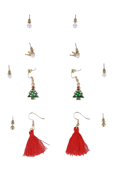 Set 6 pairs Christmas earrings GOLD