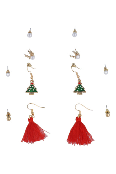 Set 6 pairs Christmas earrings GOLD