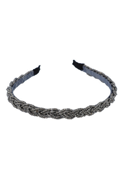 Thin headband braid accounts Hematite