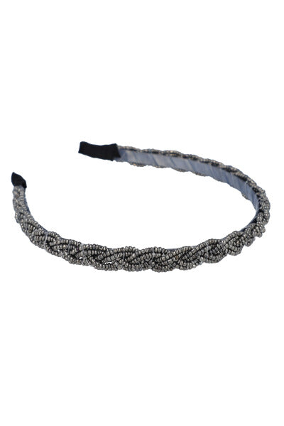 Thin headband braid accounts Hematite