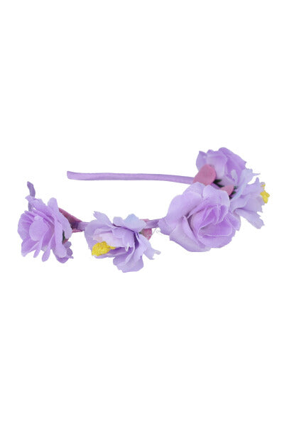 Diadema delgada satín flores MORADO