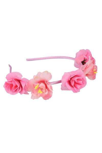 Diadema delgada satín flores ROSA