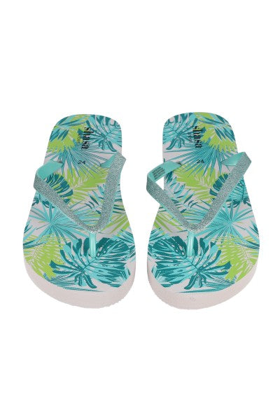 Flip flop brillos hojas tropicales AZUL