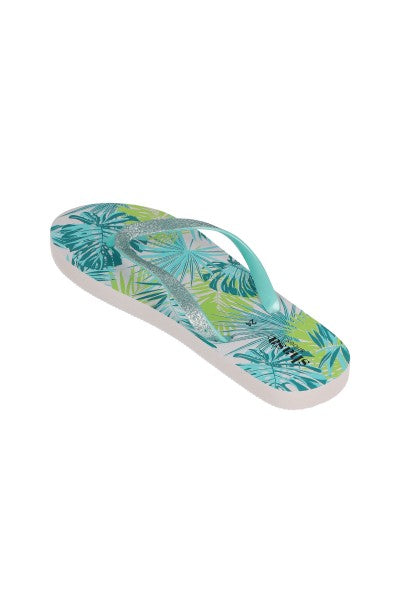 Flip flop brillos hojas tropicales AZUL