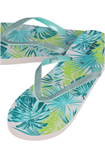 Flip flop brillos hojas tropicales AZUL