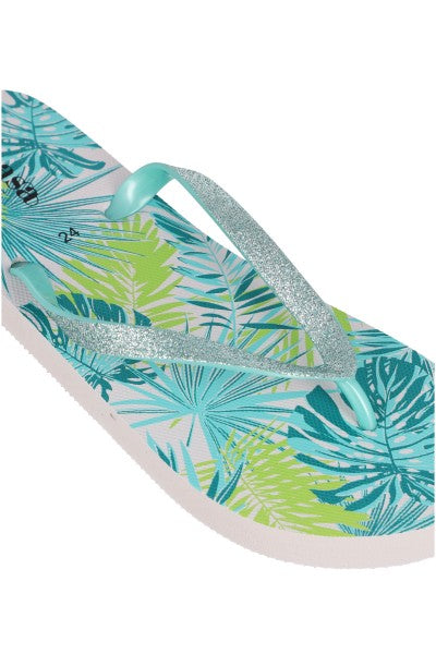 Flip flop brillos hojas tropicales AZUL