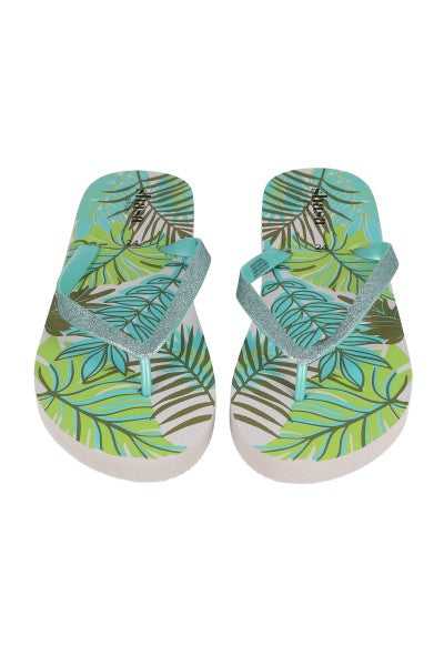 Flip flop brillos hojas multicolor AZUL