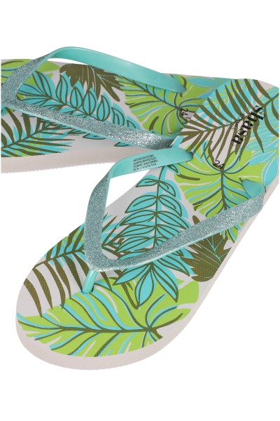 Flip flop brillos hojas multicolor AZUL