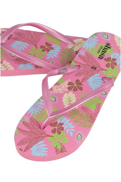 Flip flop tiras texturas hojas ROSA