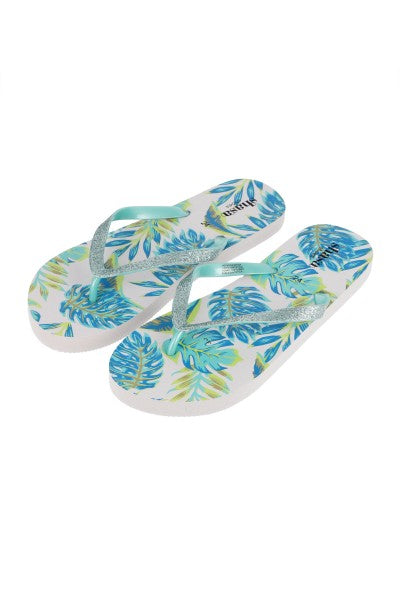 Flip flop tiras brillos hojas AZUL