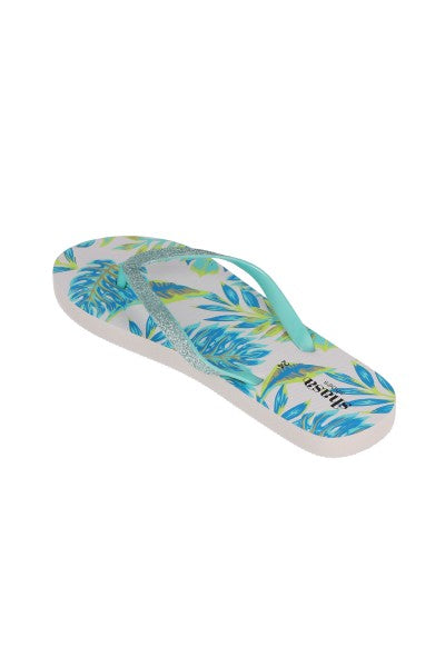 Flip flop tiras brillos hojas AZUL