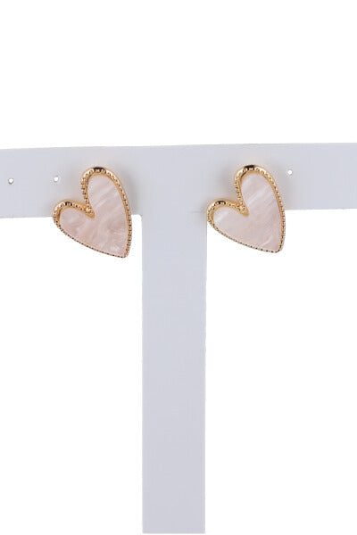 Aretes Corazón Nacarado BLANCO