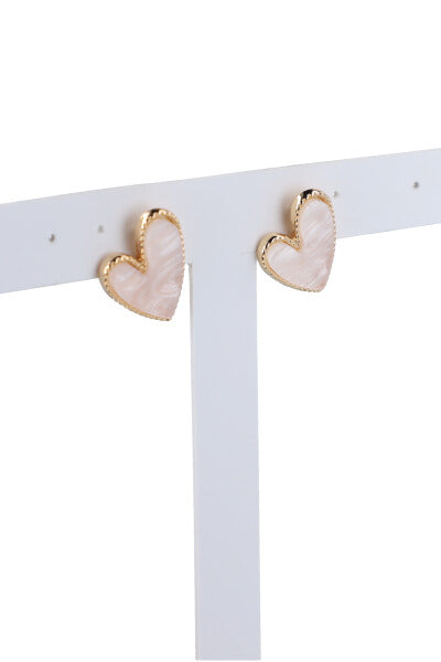 Aretes Corazón Nacarado BLANCO