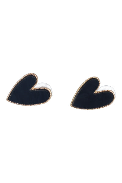 Aretes Corazón Nacarado NEGRO