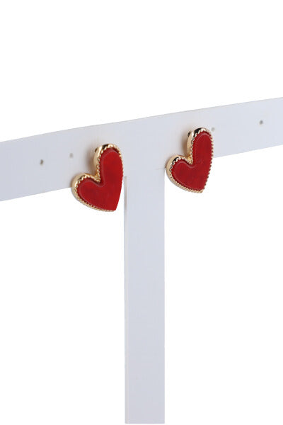 Aretes Corazón Nacarado ROJO