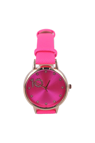 Moocolor analog watch shine Neon rose