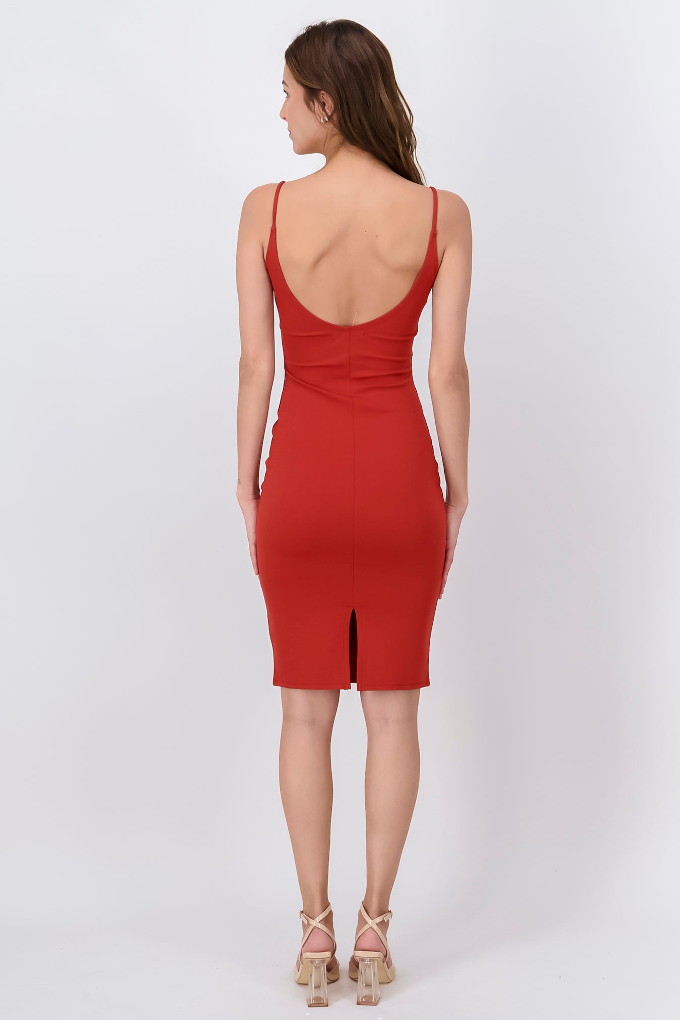 Vestido Midi Bodycon Abertura LADRILLO