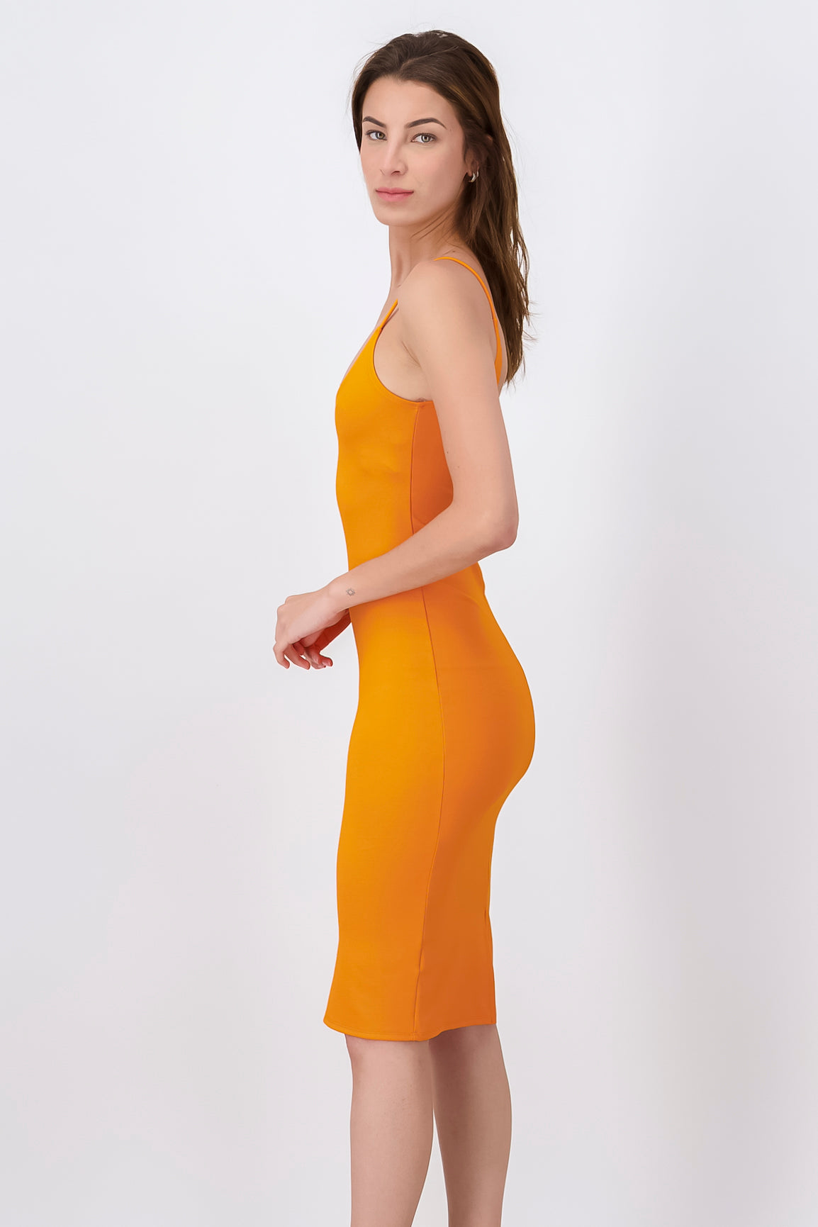 Vestido Midi Bodycon Abertura NARANJA BRILLANTE