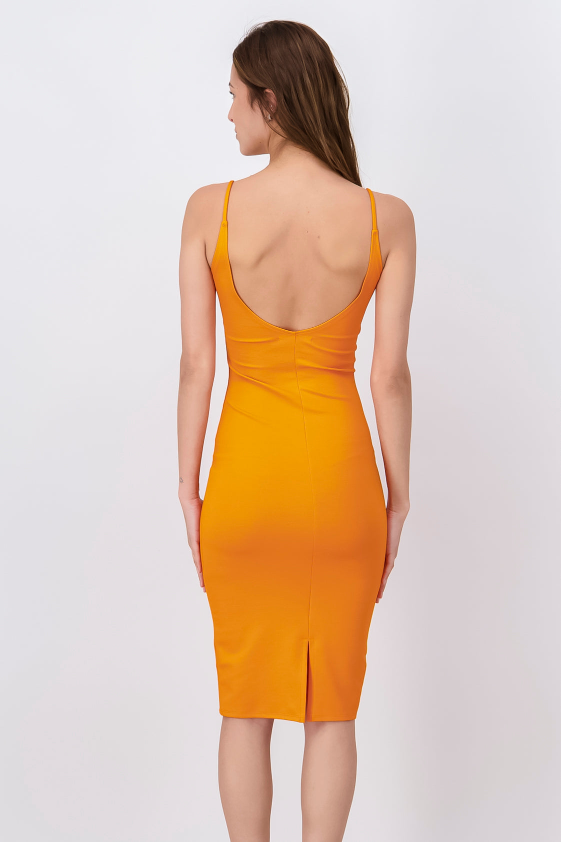 Vestido Midi Bodycon Abertura NARANJA BRILLANTE