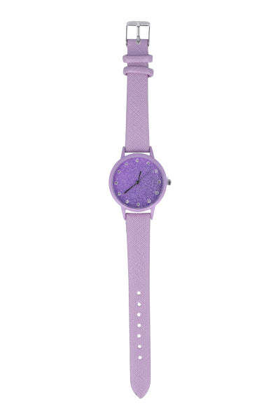 Glitter Monochical Analog Watch LILAC