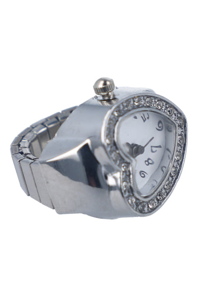 Anillo Reloj Corazón PLATA