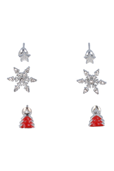 3 Pr Aretes Copo Navidad PLATA